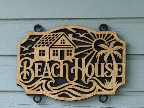 Beach House sign laser cut summer decor design