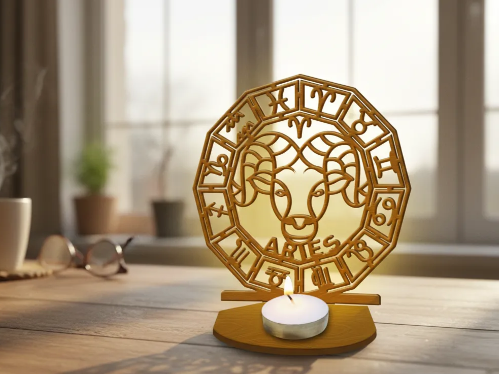 Aries Zodiac Candle Holder birthday gift design
