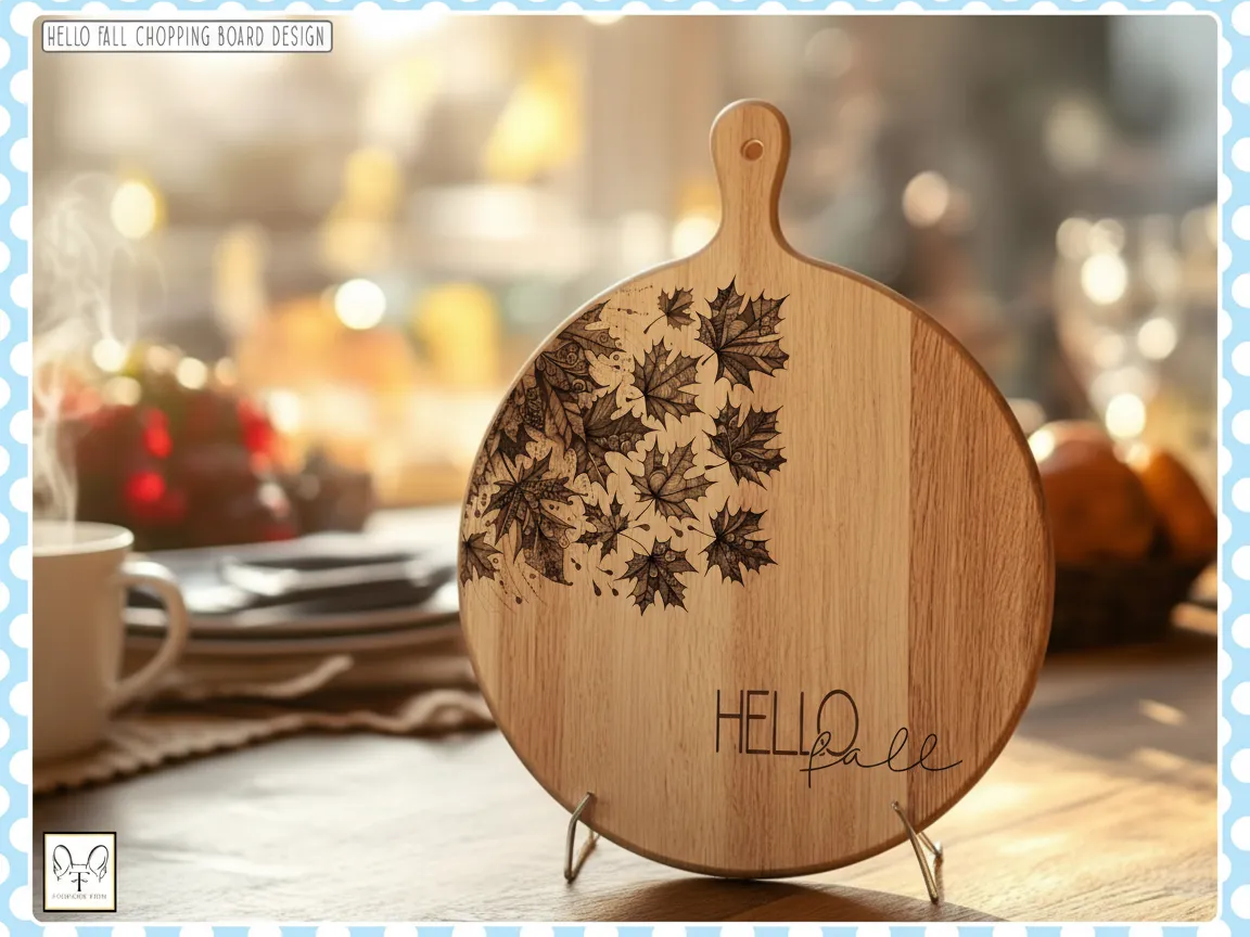 Гравированная деревянная разделочная доска «Hello Fall» — 2 шаблона