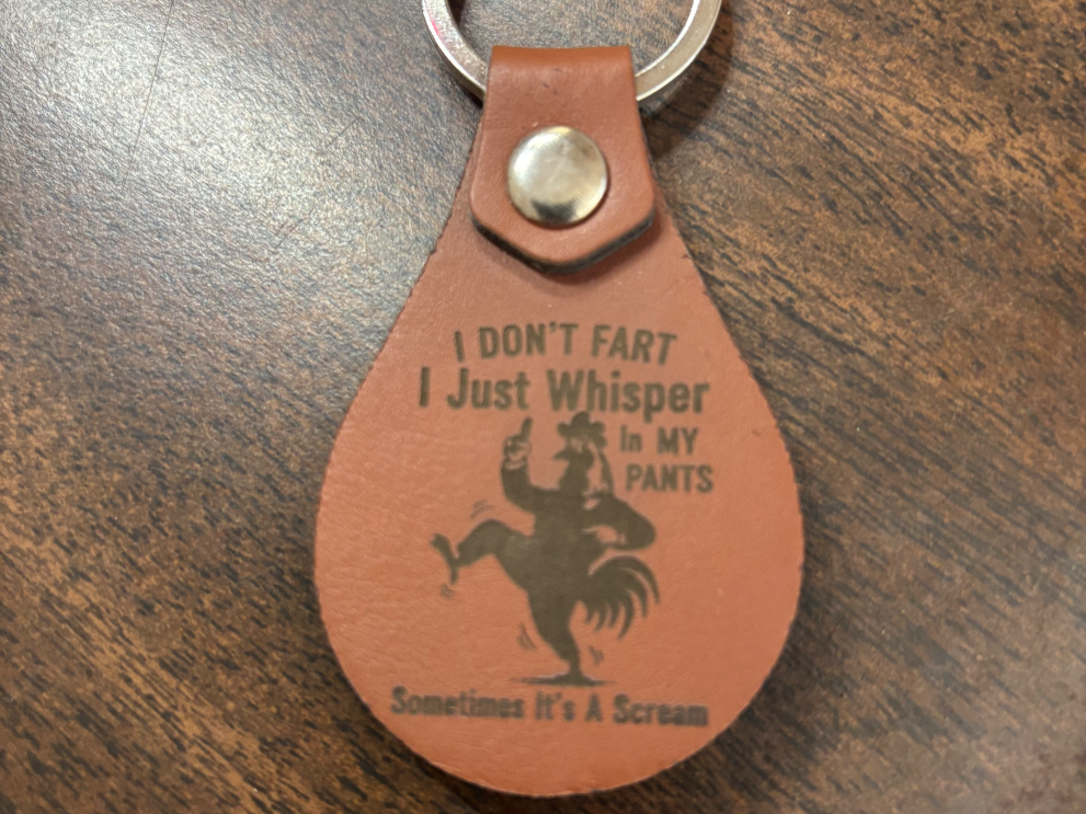Humorous Rooster Quote Leather Keychain custom leather keychain idea