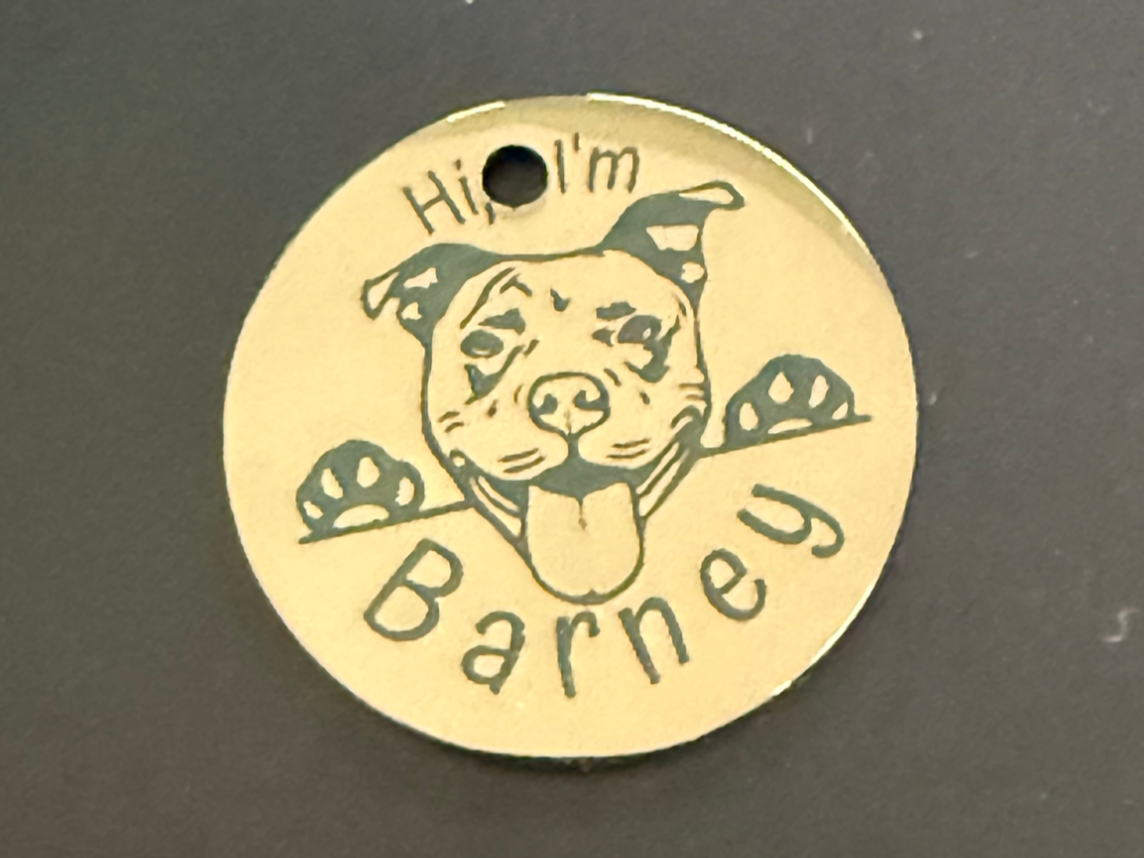 Custom Pet Tag with Staffy Image and Phone Number pet id tag design