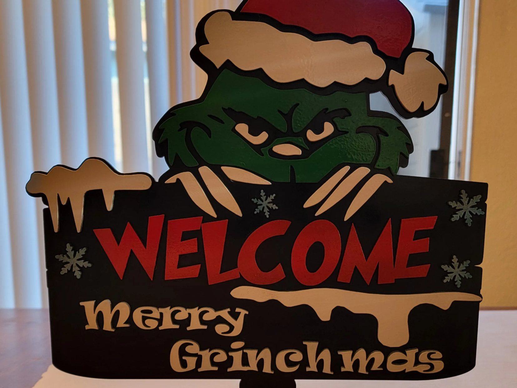 Panneau de bienvenue de Noël Grinch : Merry Grinchmas modèle de panneau de bienvenue
