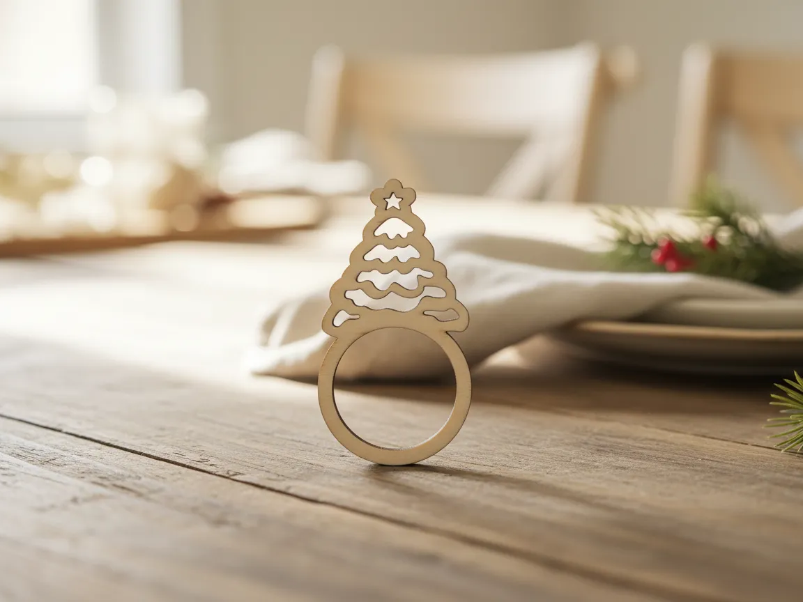 Laser Cut Wooden Christmas Tree Napkin Ring Holder
