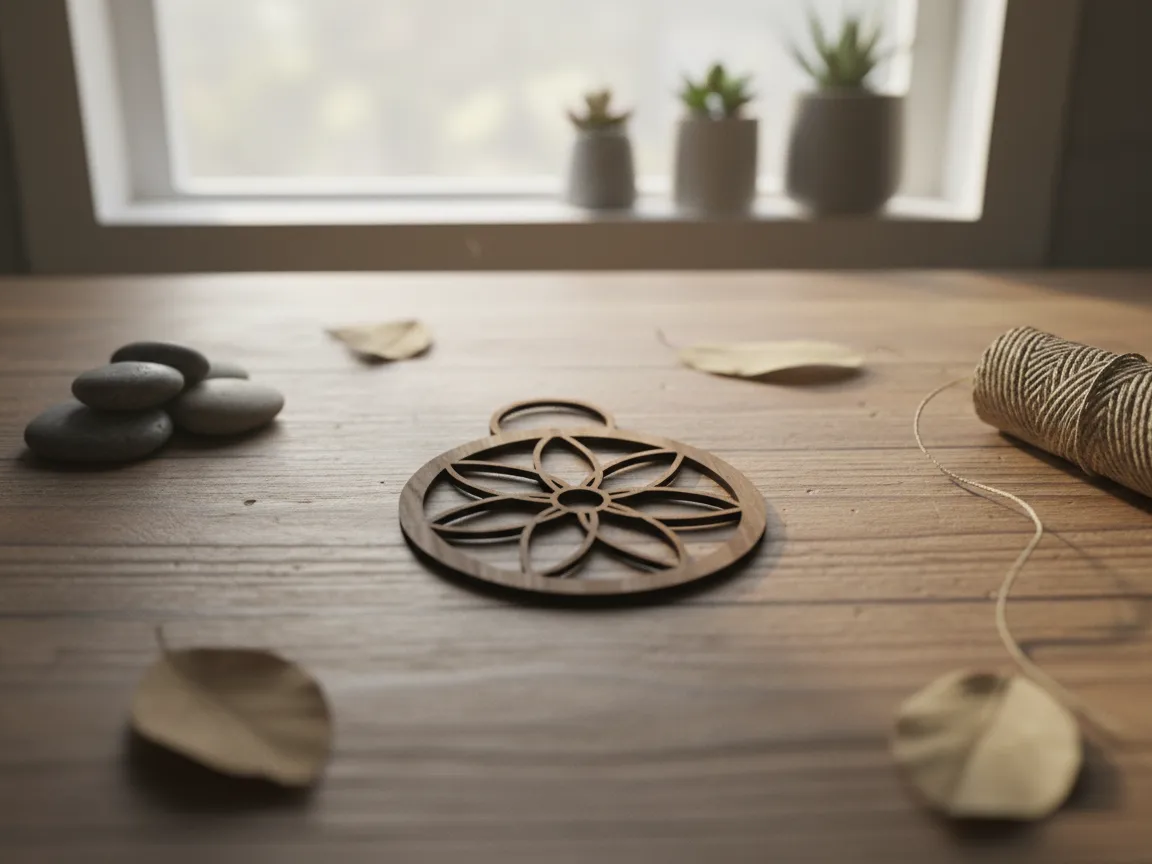 Wooden Flower of Life Pendant Ornament wooden flower design