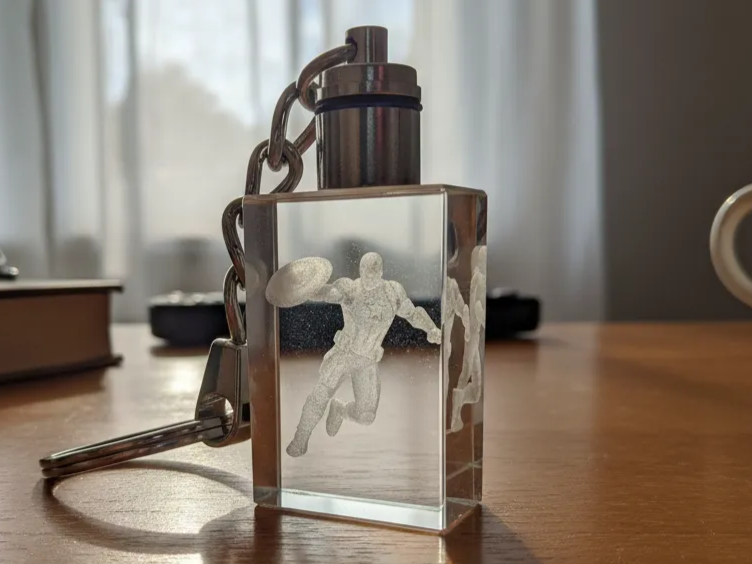 Captain America 3D inner engraved crystal keychain gift idea