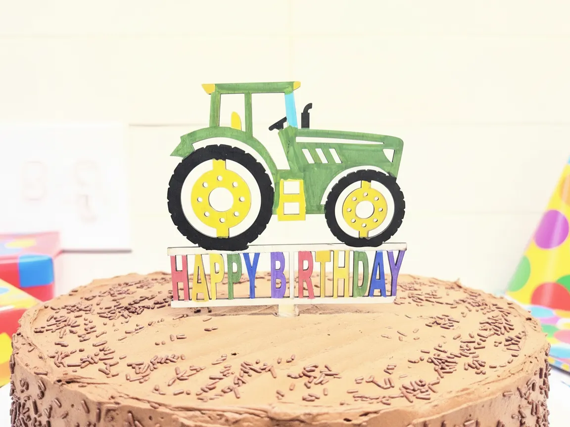 Cake topper trattore Happy Birthday