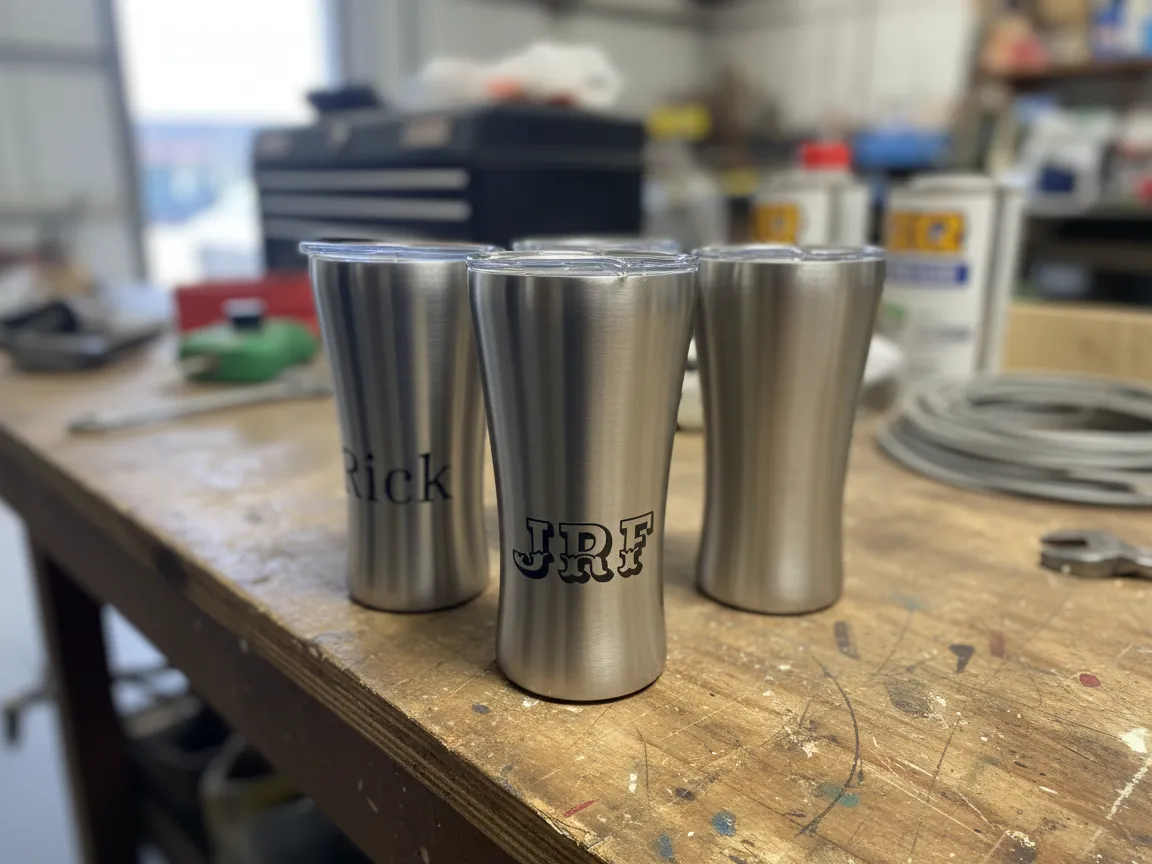 Laser-Engraved Stainless Steel Tumblers with Lids laser engraved custom tumbler idea