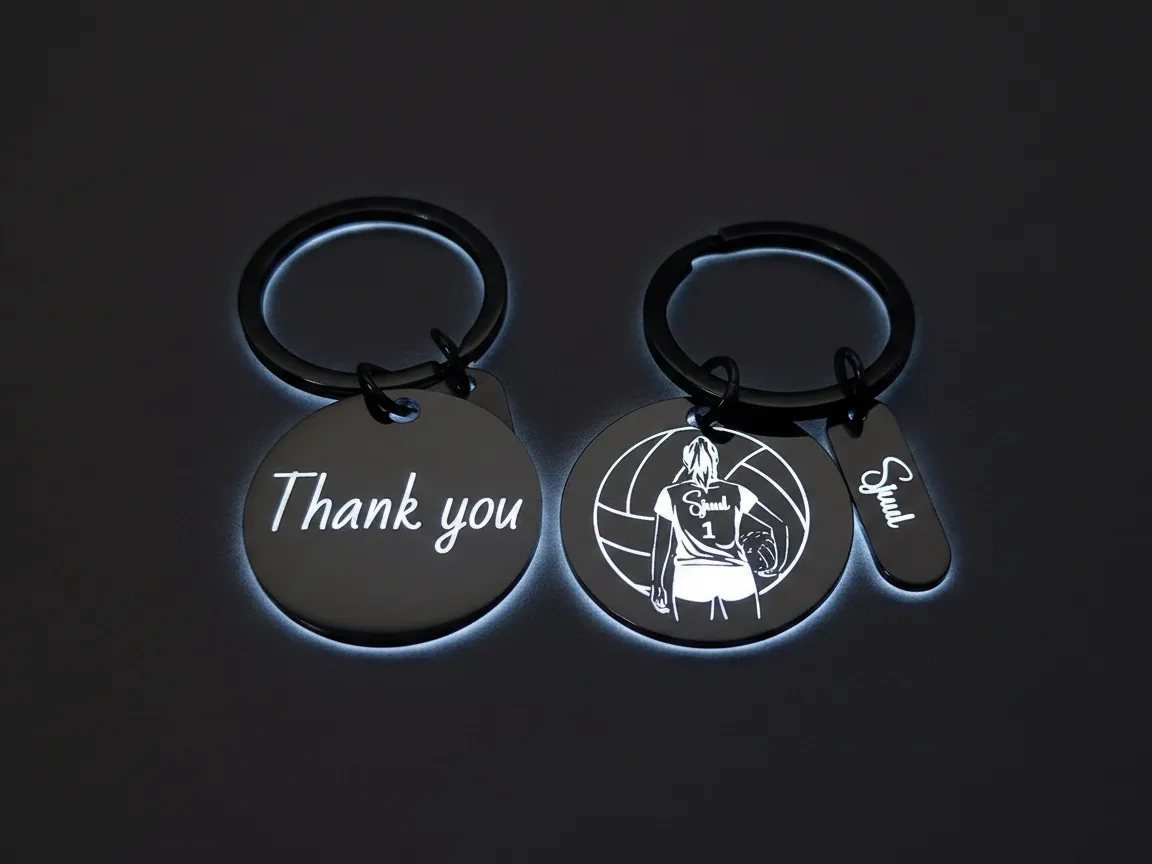 Volleyball Player Keychain with Thank You Message sports keychain design
