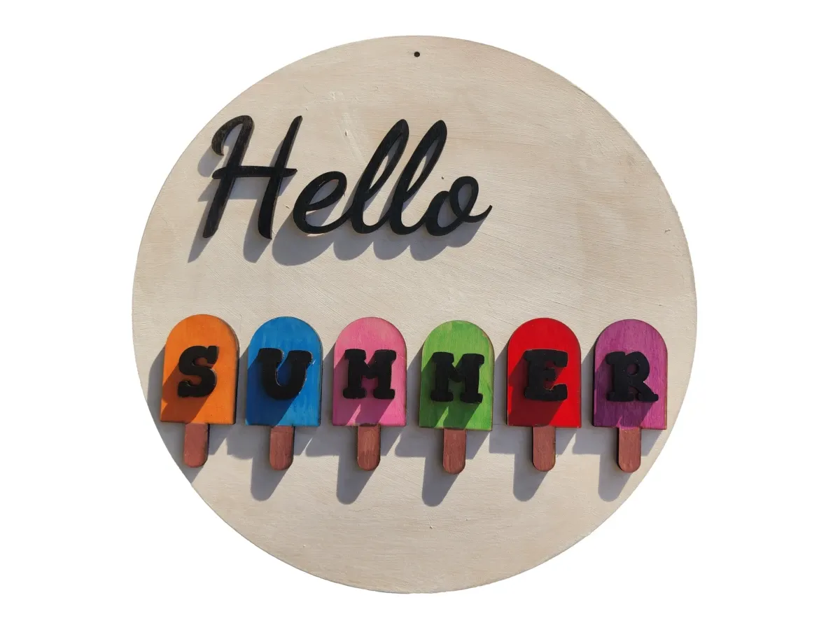 Hello Summer sign laser cut summer decor design