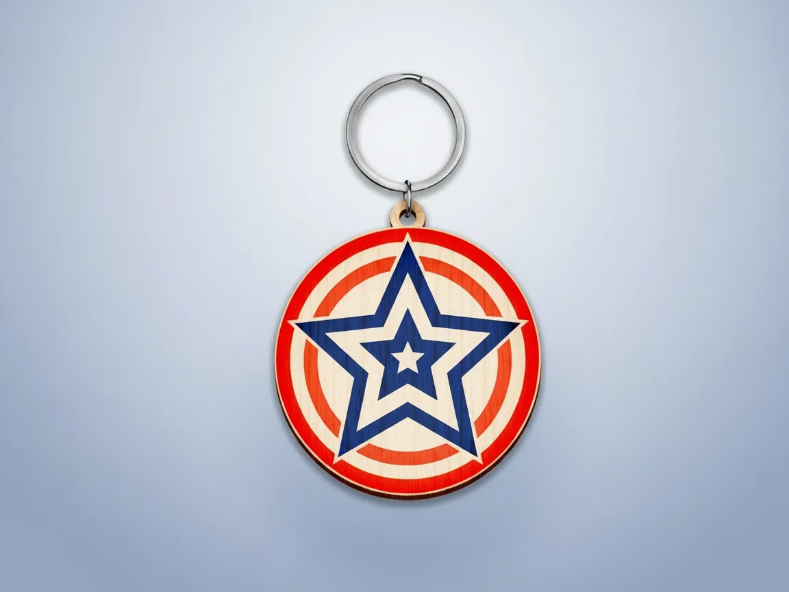 Captain America shield inspired star keychain gift idea