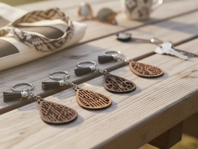 Rattan Boho Keychain Bundle laser cut keychain idea for women