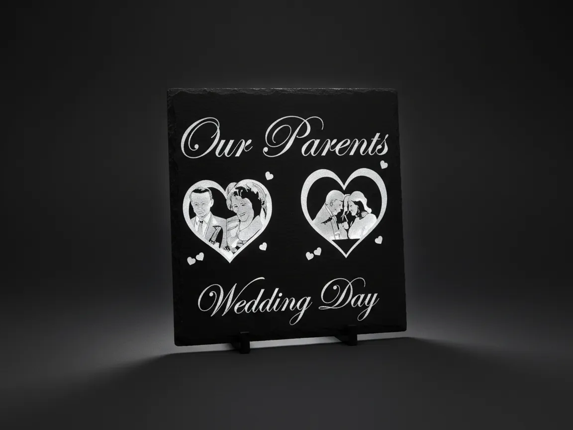 "Our Parents' Wedding Day" Slate Photo Plaque gift design