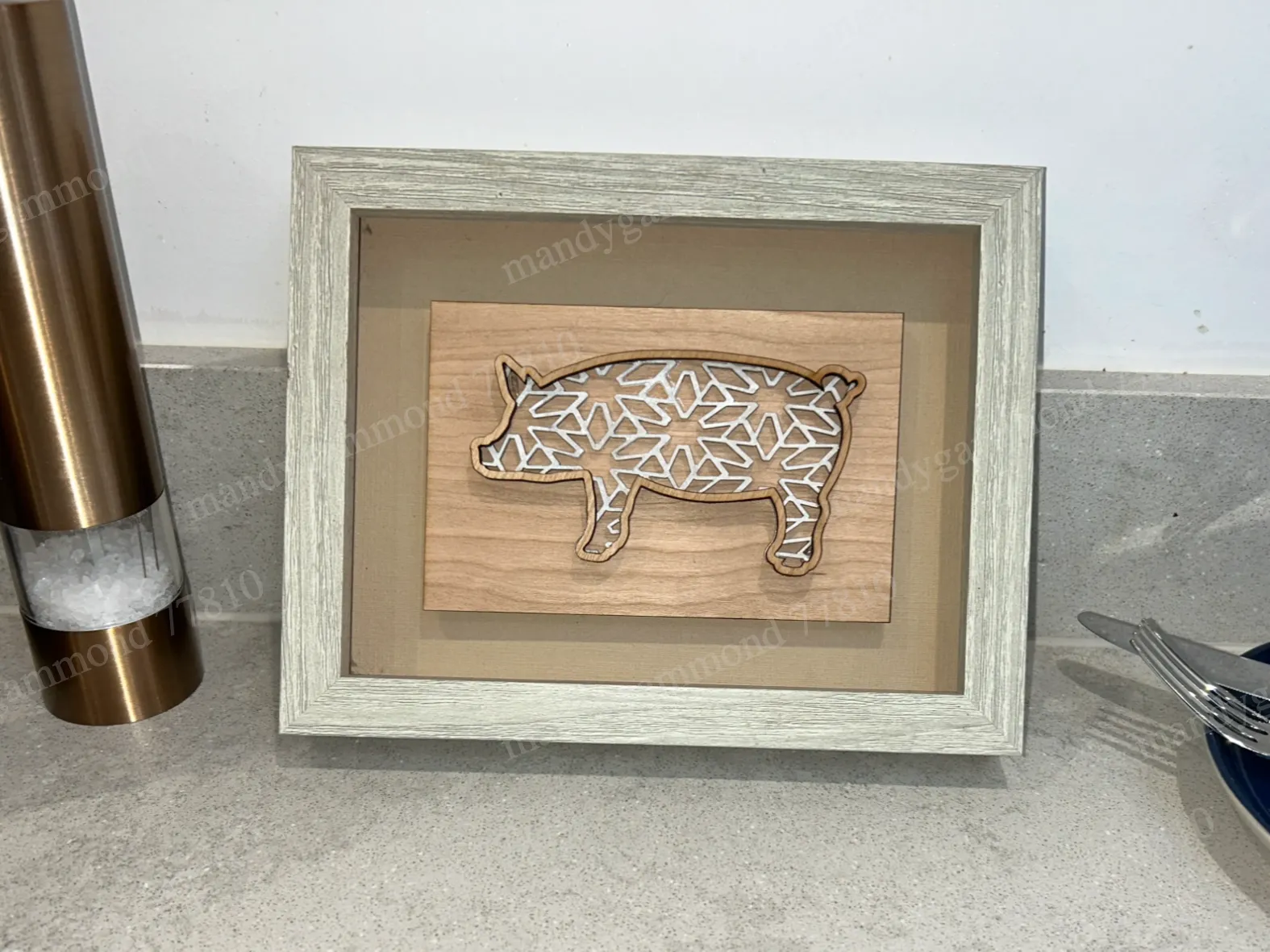 Geometric Framed Pig Artwork kitchen wall art and decor idea