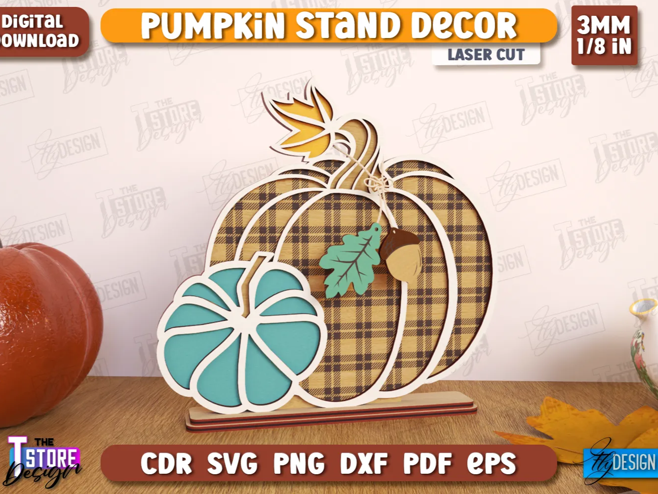Design decorativo per supporto a zucca tagliato al laser, SVG zucca floreale a strati, decorazione farmhouse, zucca da mensola tagliata al laser, SVG decorazione boho - vero progetto zucca Atomm