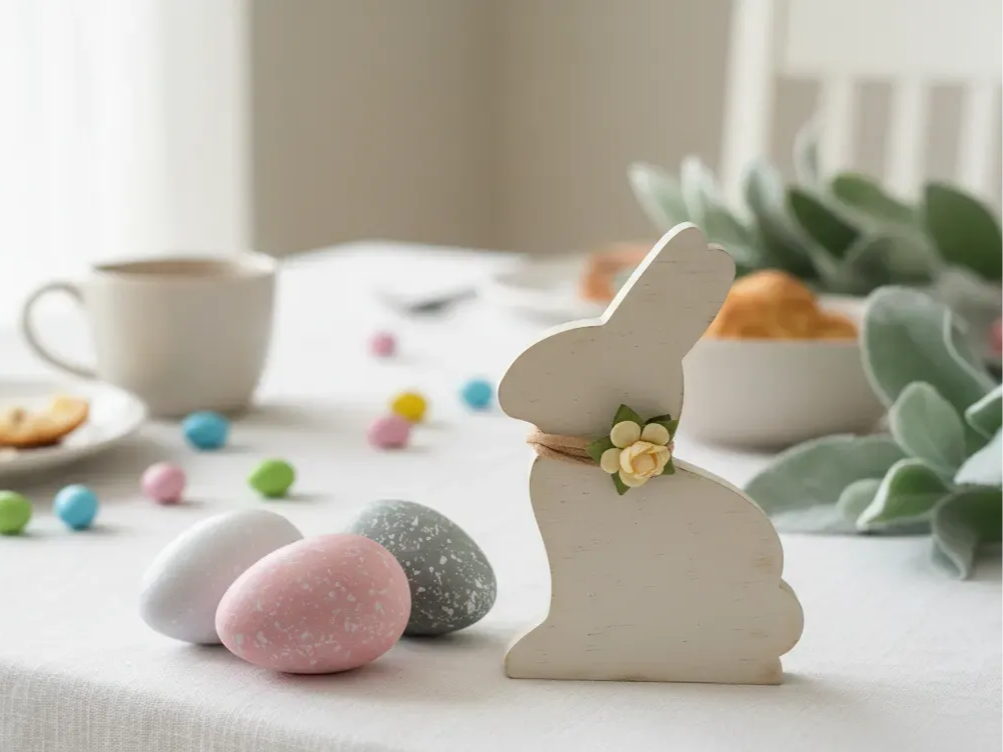 Laser cut wooden Easter bunny shelf sitter decoration rabbit decor free SVG