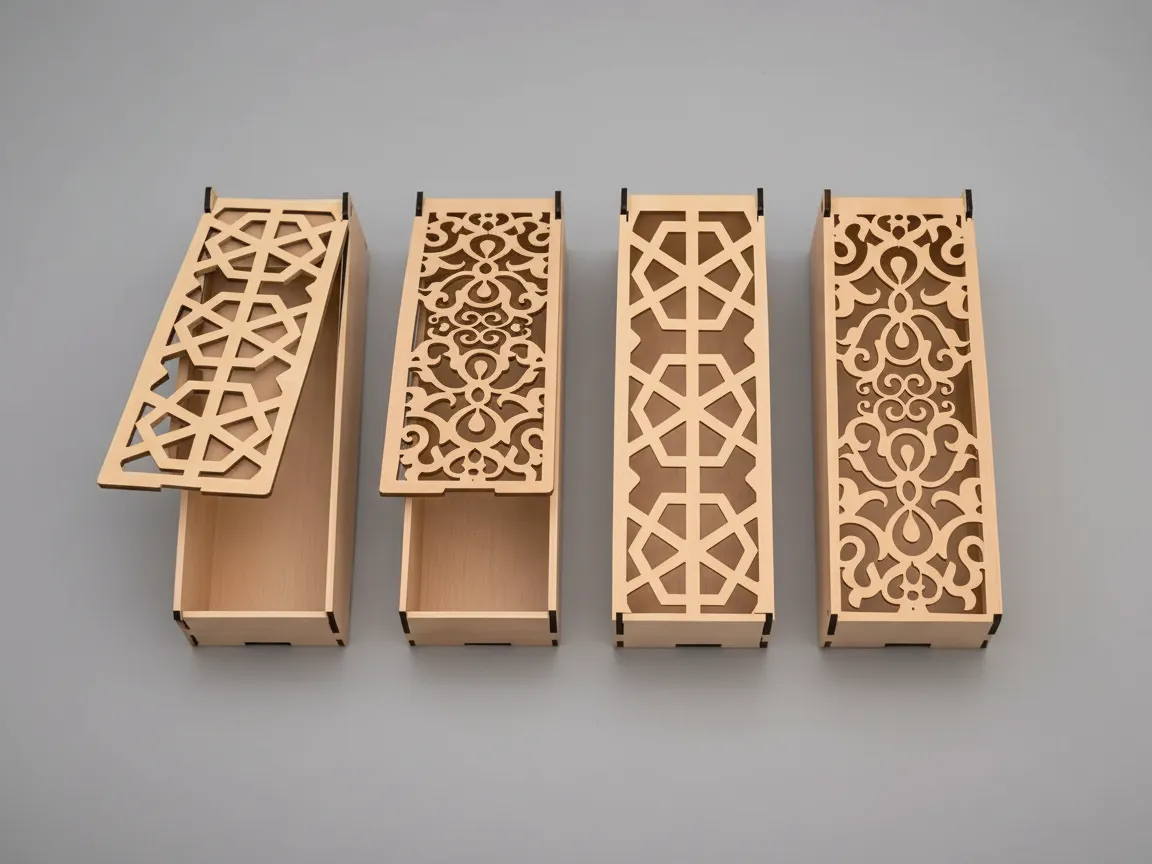 Decorative Laser-Cut Plywood Gift Box (3mm) gift box design
