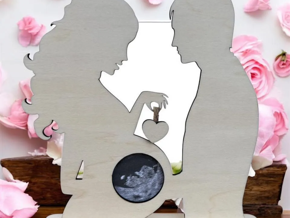 Cadre Photo Grossesse, Couple Silhouette with Ultrasound Photo pregnancy gift idea