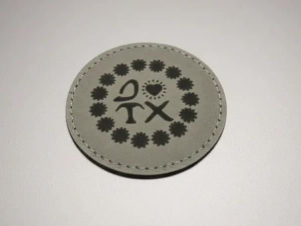 Round Leather Coaster with Floral Pattern and Heart leather coaster design