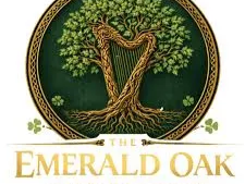 Dessous de verre en bois gravé d'un design façon blason « Emerald Oak »