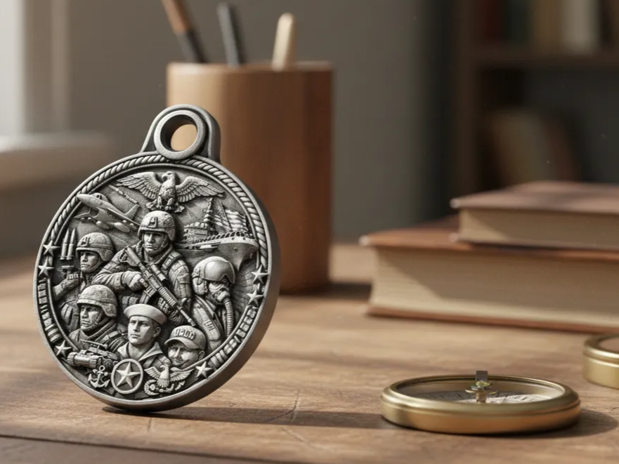 Military Commemorative Memorial Day Medallion Keychain memorial sympathy gift design