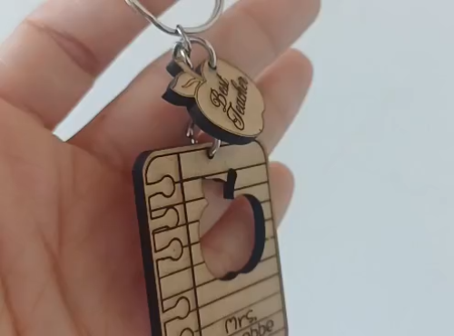 [Laser cut and engrave] Laser Cut Personalized Teacher Keychain