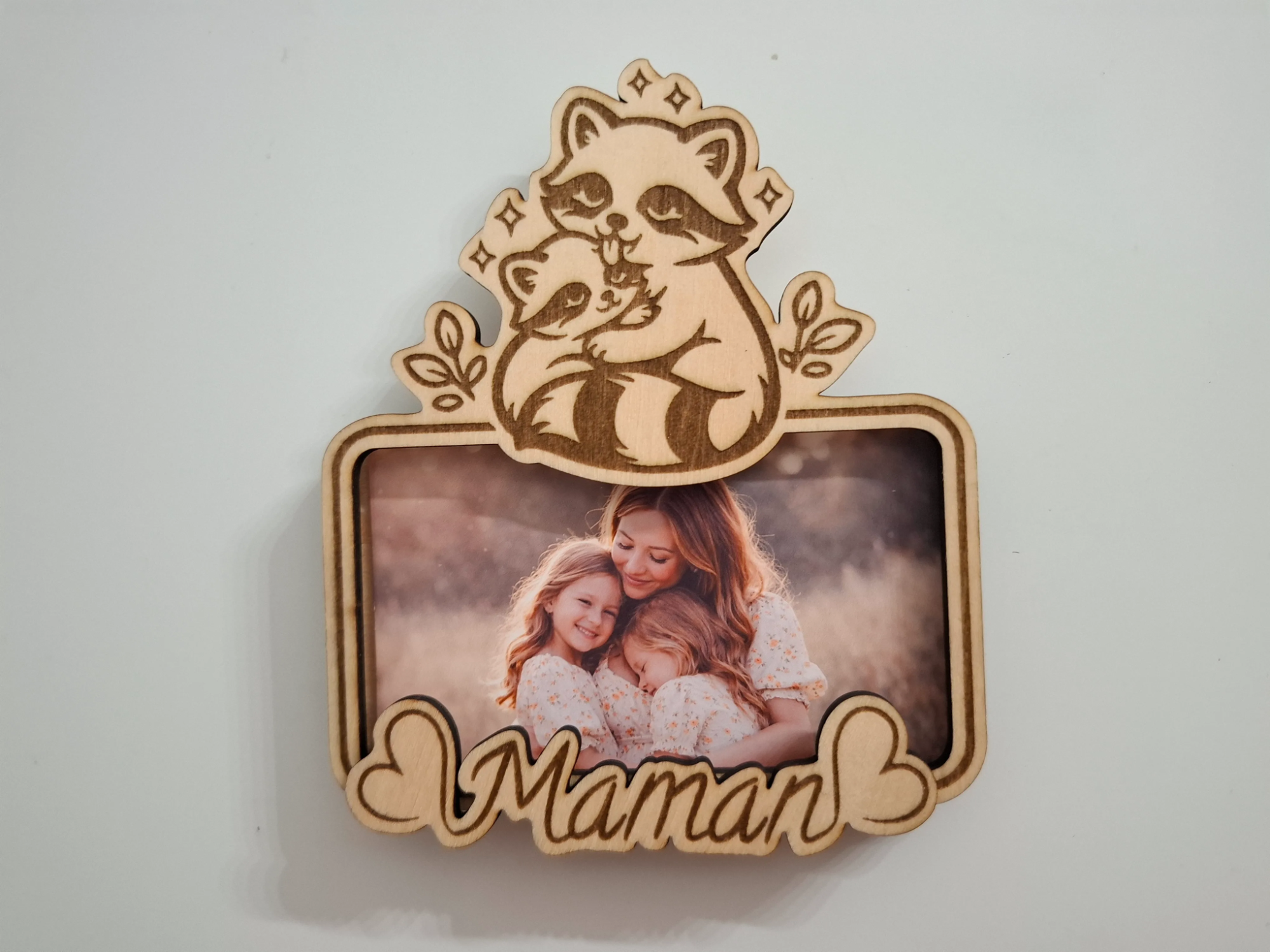 Personalized Mother's Day Photo Magnet Frame: Raccoon Design mother's day gift design