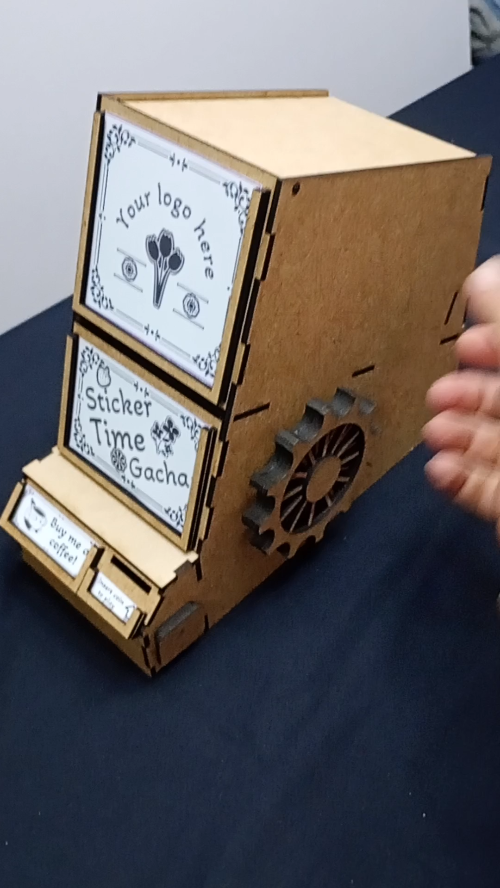 [Laser cut and engrave] Laser Cut Wooden Sticker Time Gacha Box Organizer