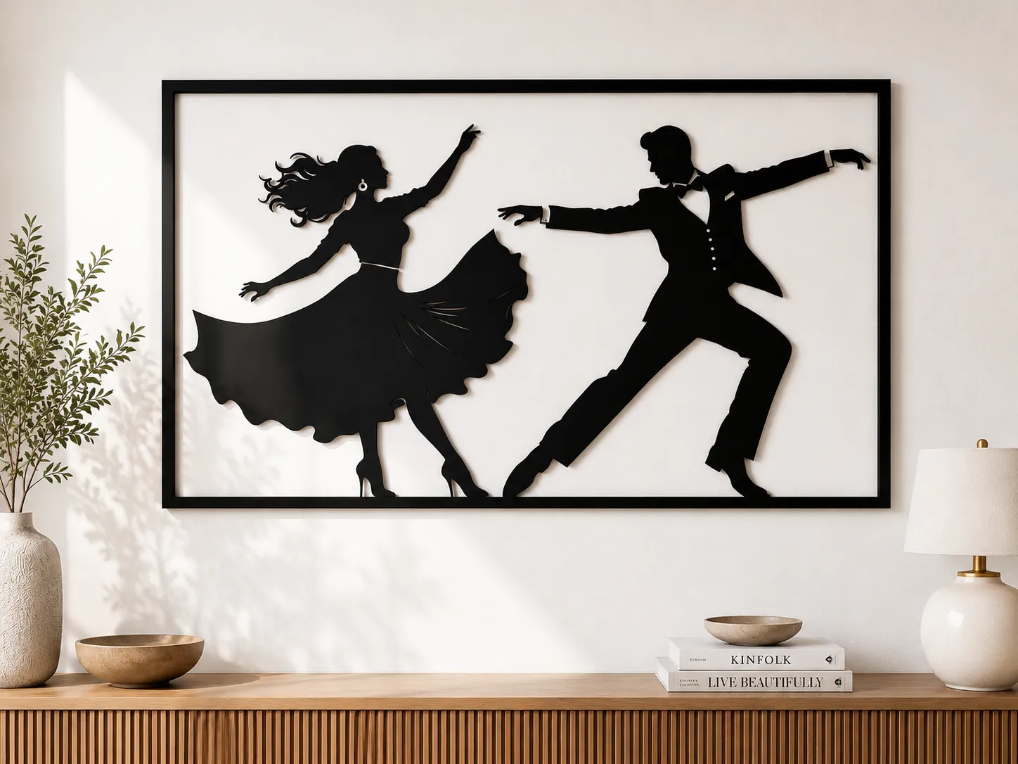 Arte da parete coppia da ballo da sala, idea di silhouette tagliata al laser