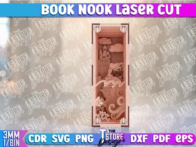 Castle and dragon book nook 3D layered shelf insert diorama for fantasy readers