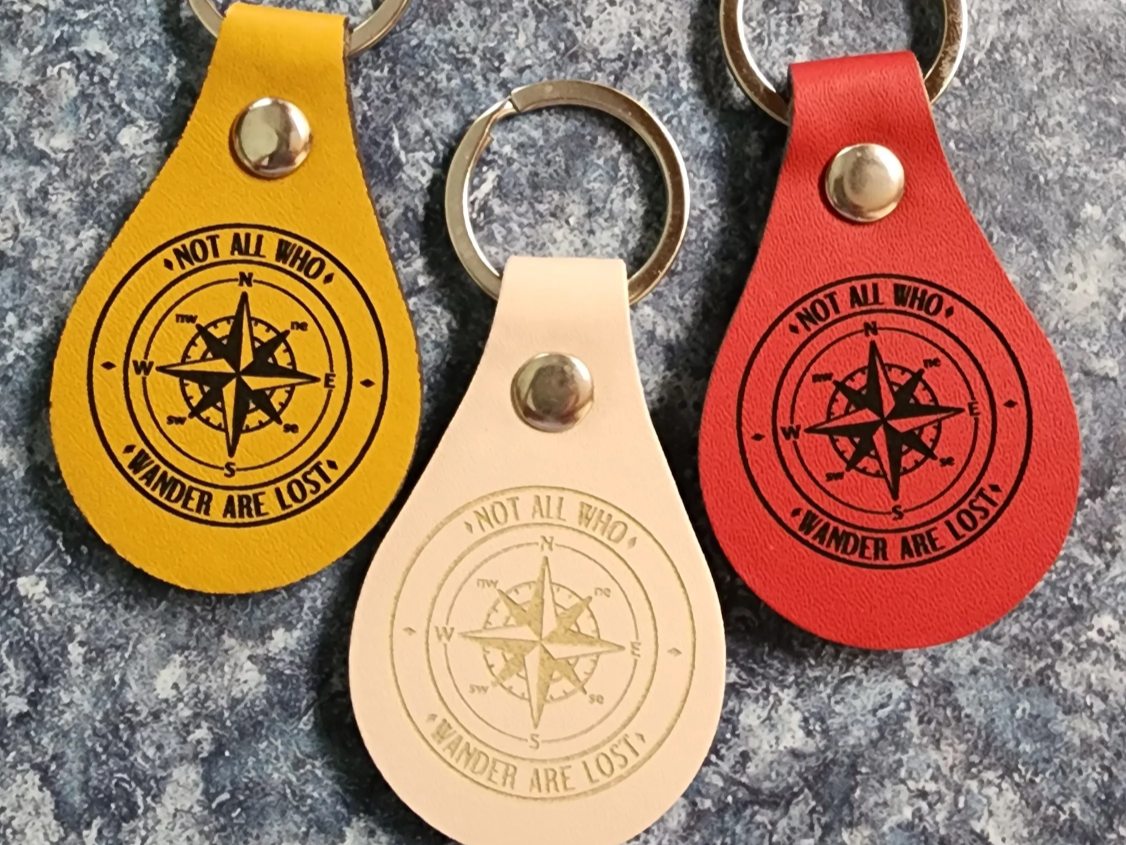 Not All Who Wander Are Lost Compass Fobs custom leather keychain idea