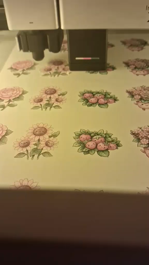 [Blade cut,Inkjet printing] Planche d'autocollants avec motifs de fleurs en pot et plantes