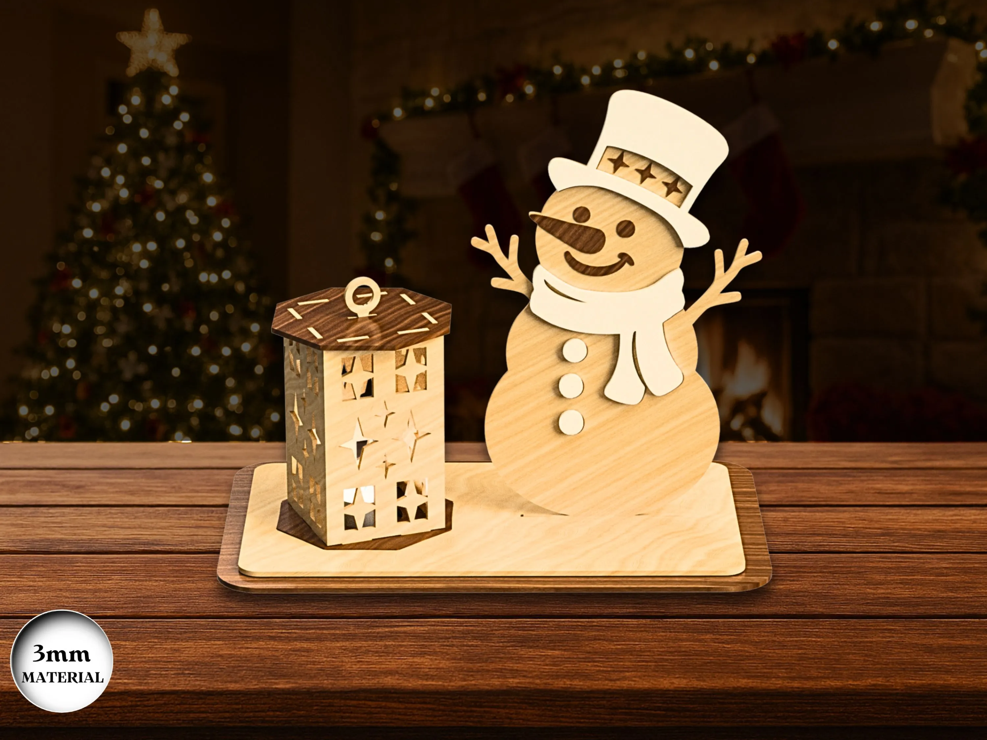 Snowman Candle Holder Laser Cut - Ready to Use Files - Atomm