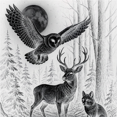 Wintery Woodland Animals - White Canvas  Black.xcs
