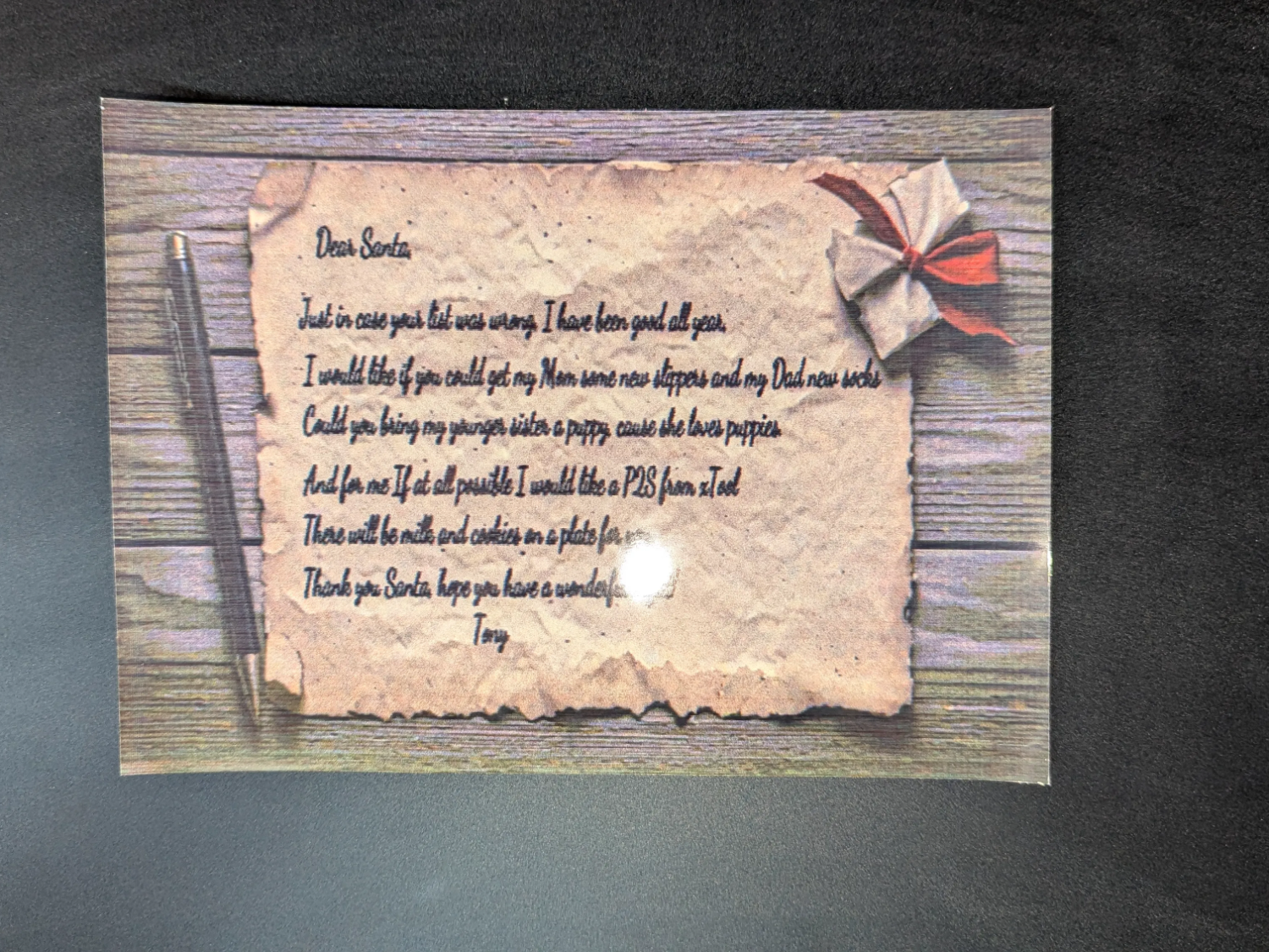 Letter to Santa Plaque Christmas Eve box idea