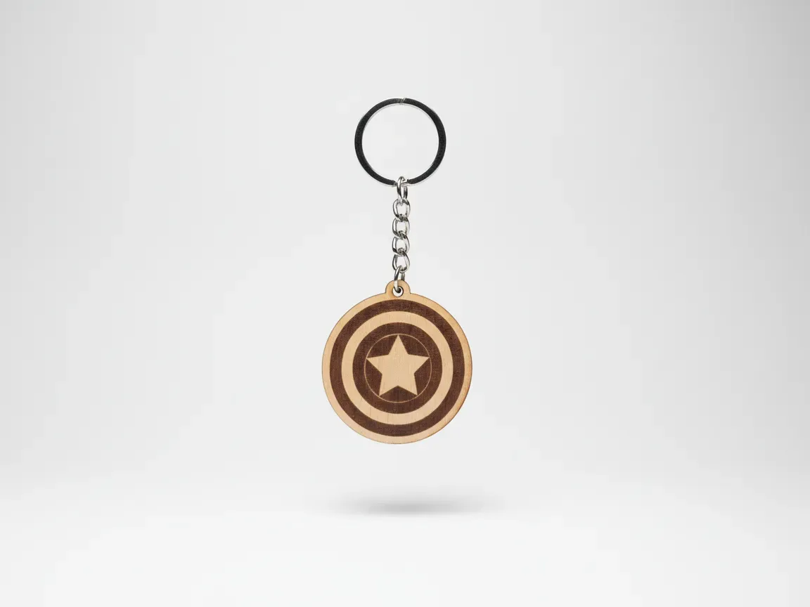 Captain America shield wooden keychain gift idea
