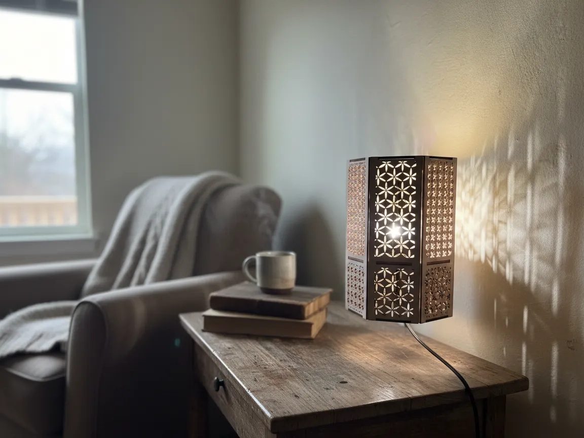 Lampe murale motif Fleur de vie, idée de lampe en bois et déco lumineuse