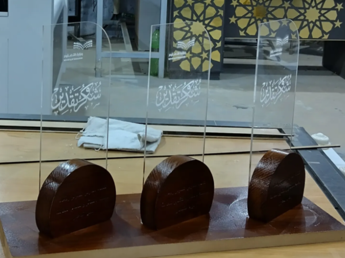 Acrylic & Wood Recognition Award Trophy office decor idea