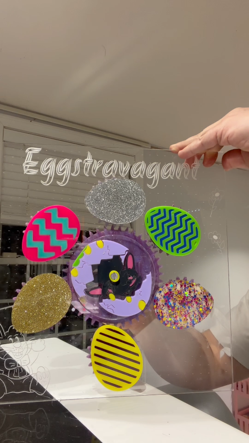 [Laser cut and engrave] Eggstravagant Easter Egg Spinning Gears Tabletop Display