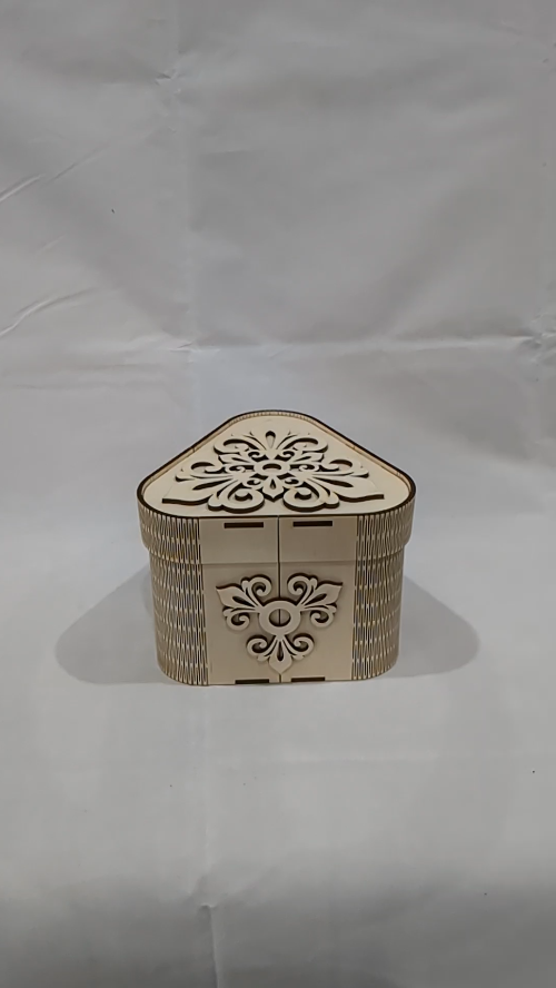 [Laser cut and engrave] Triangular box with lid, gift jewelry box, laser cutting design. Laser cut model, birthday gift, greeting boxes. Gift for her, holiday boxes.