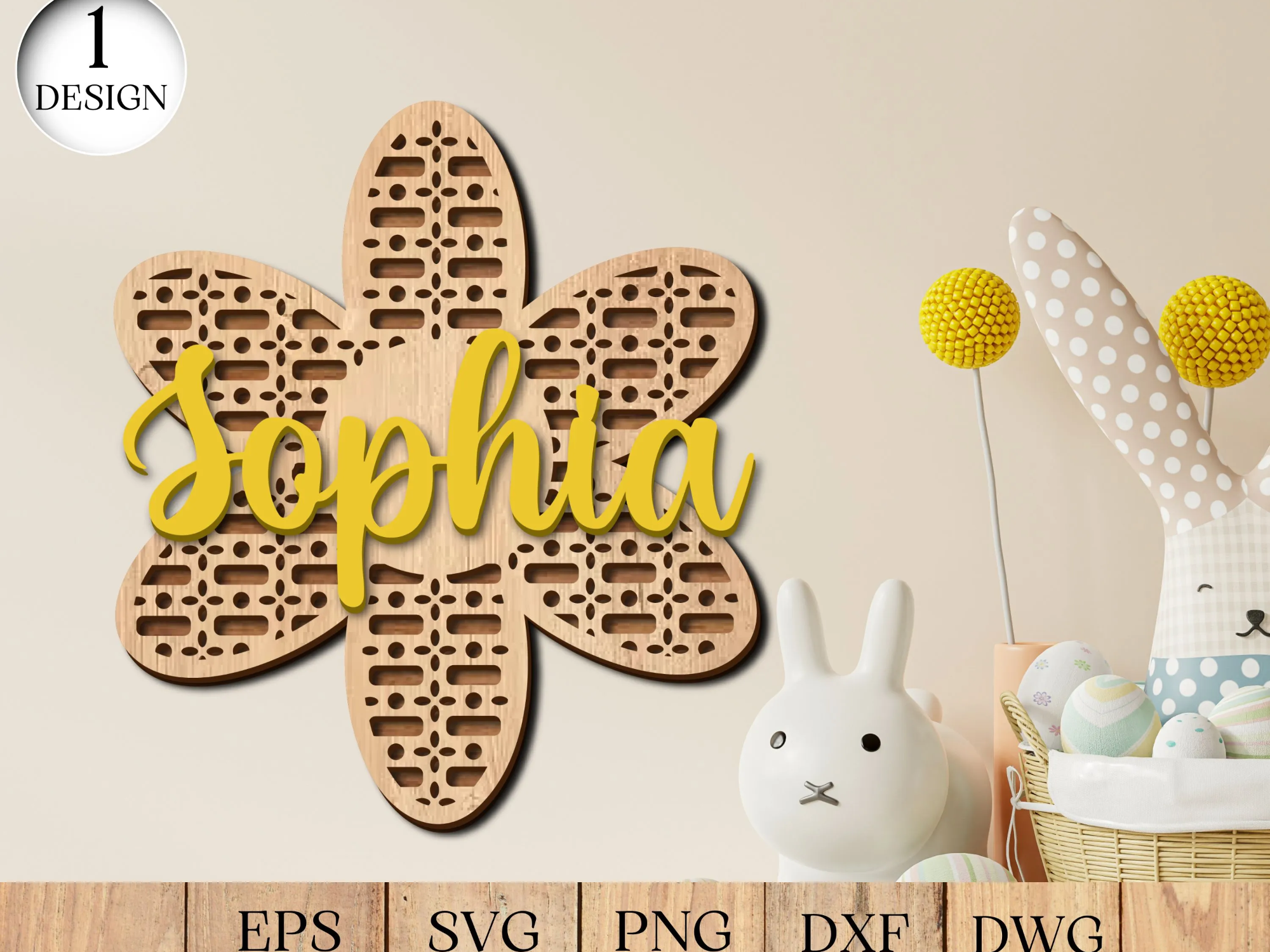 Rattan Flower Sign Laser Cut File flower craft idea