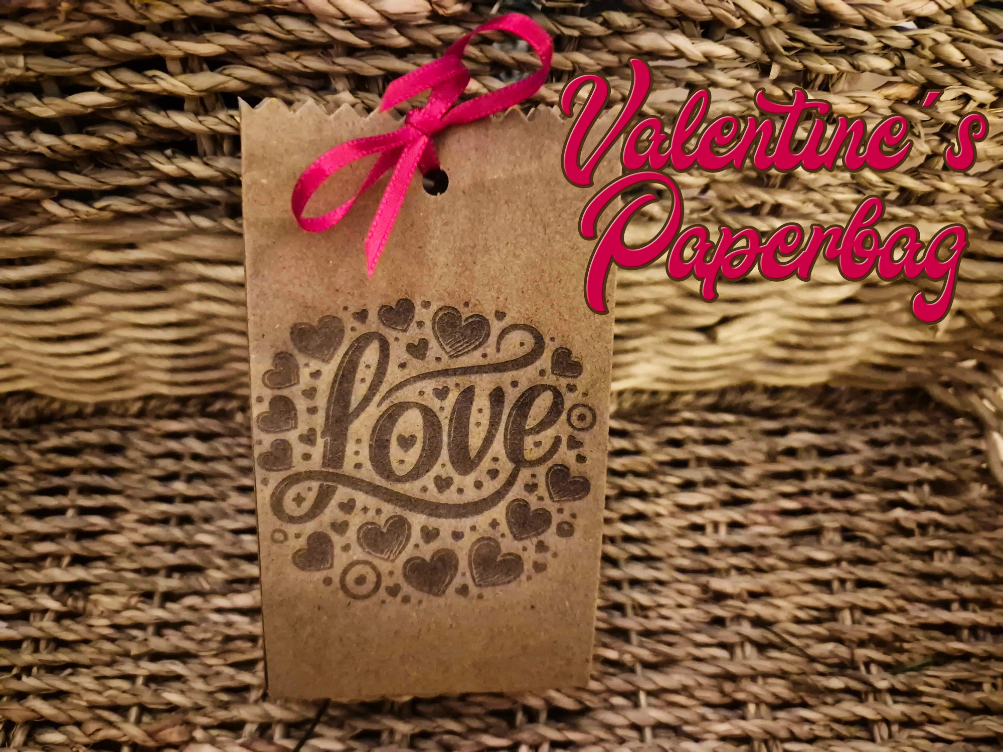Valentine's Day paper bag with love and hearts design