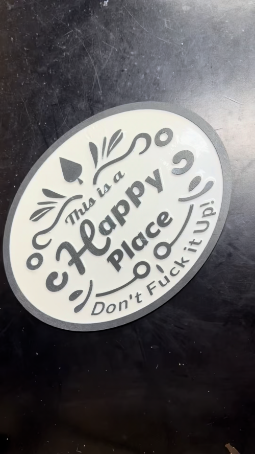 [Laser cut and engrave] This Is A Happy Place Don't F*ck It Up Hanging Garden Sign