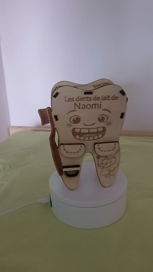 [Laser cut and engrave] Boîte à dents de lait en bois gravé personnalisée pour enfants