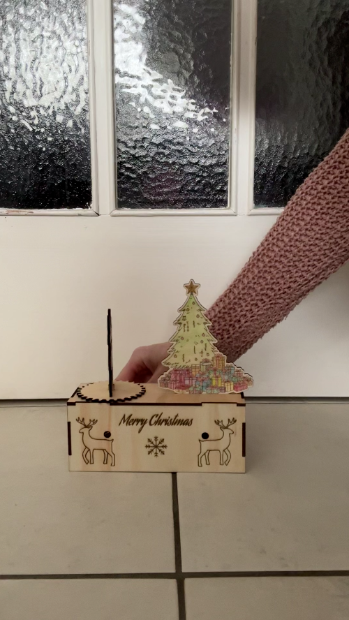 [Laser cut and engrave] Laser Cut Wooden Merry Christmas Music Box with Dancing Couple and Tree