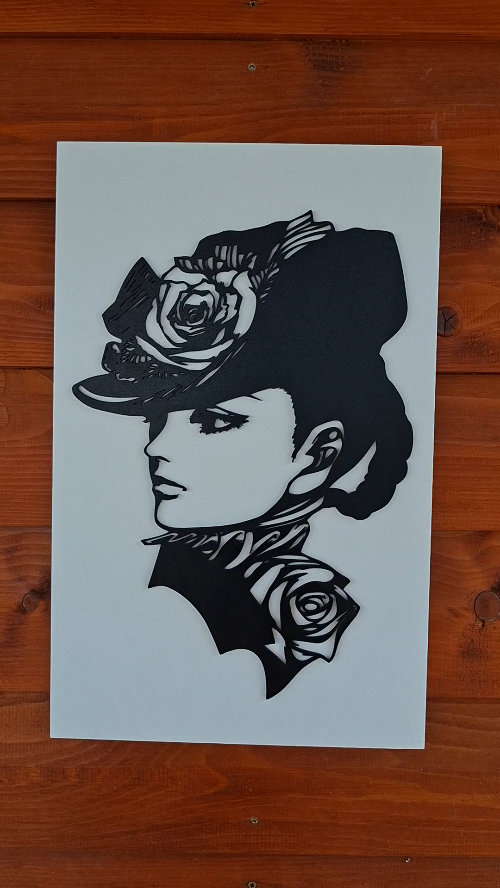[Laser cut and engrave] Laser Cut Floral Woman Silhouette Wall Art Decor