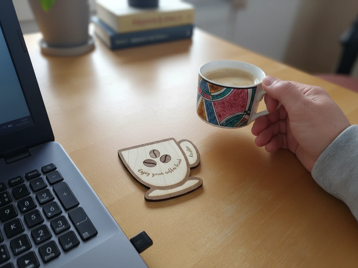 Set caffè di squadra con calamita da frigo e sottobicchiere a intarsio personalizzato - sottobicchiere tagliato e inciso al laser