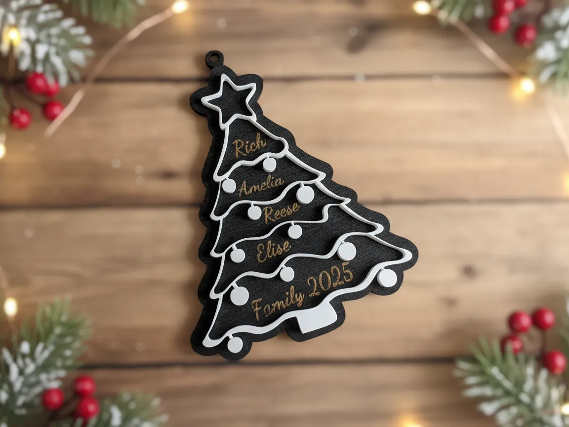 Family Tree Ornament, Decoration Magnet, and Coaster christmas gift design