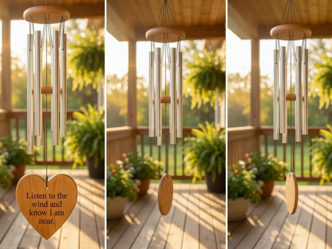 Carillon éolien gravé sur mesure, décoration de jardin personnalisée - modèle de décoration de jardin