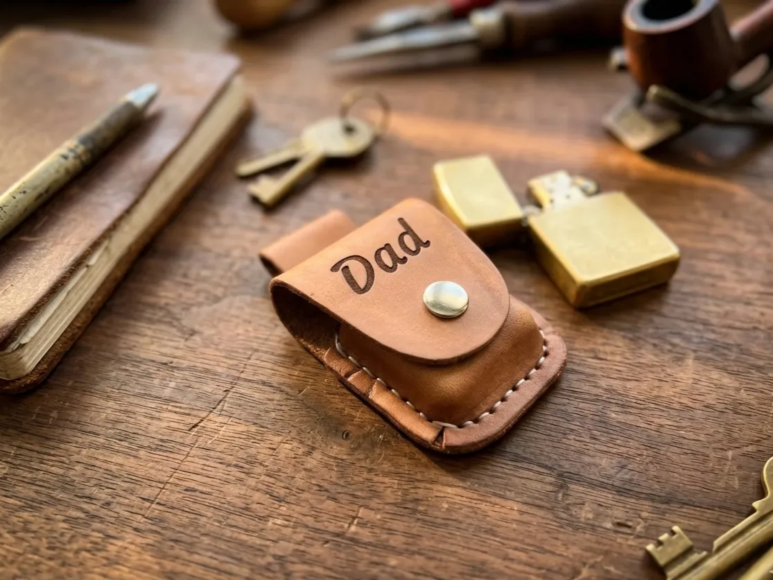 Leather Zippo Lighter Case father's day gift design