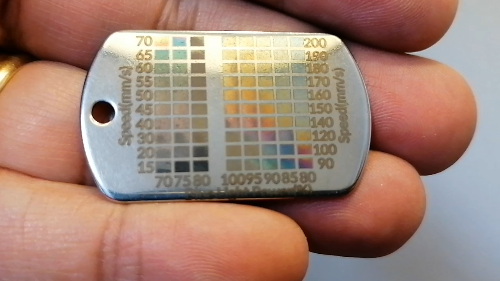 [Laser cut and engrave,Other] Laser Engraved Metal Calibration Test Plate for Speed and Power